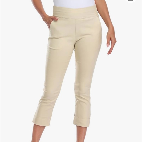 HDE Pull On Capri Pants for Women with Pockets Elastic Waist Cropped Pants - Picture 1 of 9